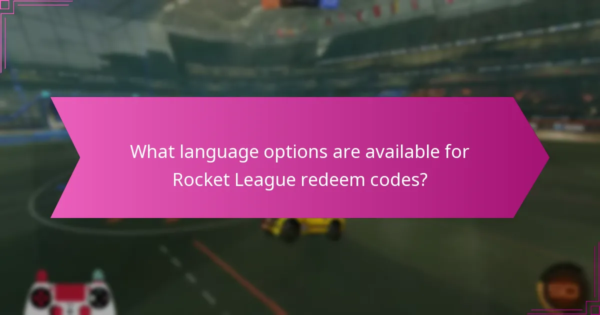 What language options are available for Rocket League redeem codes?